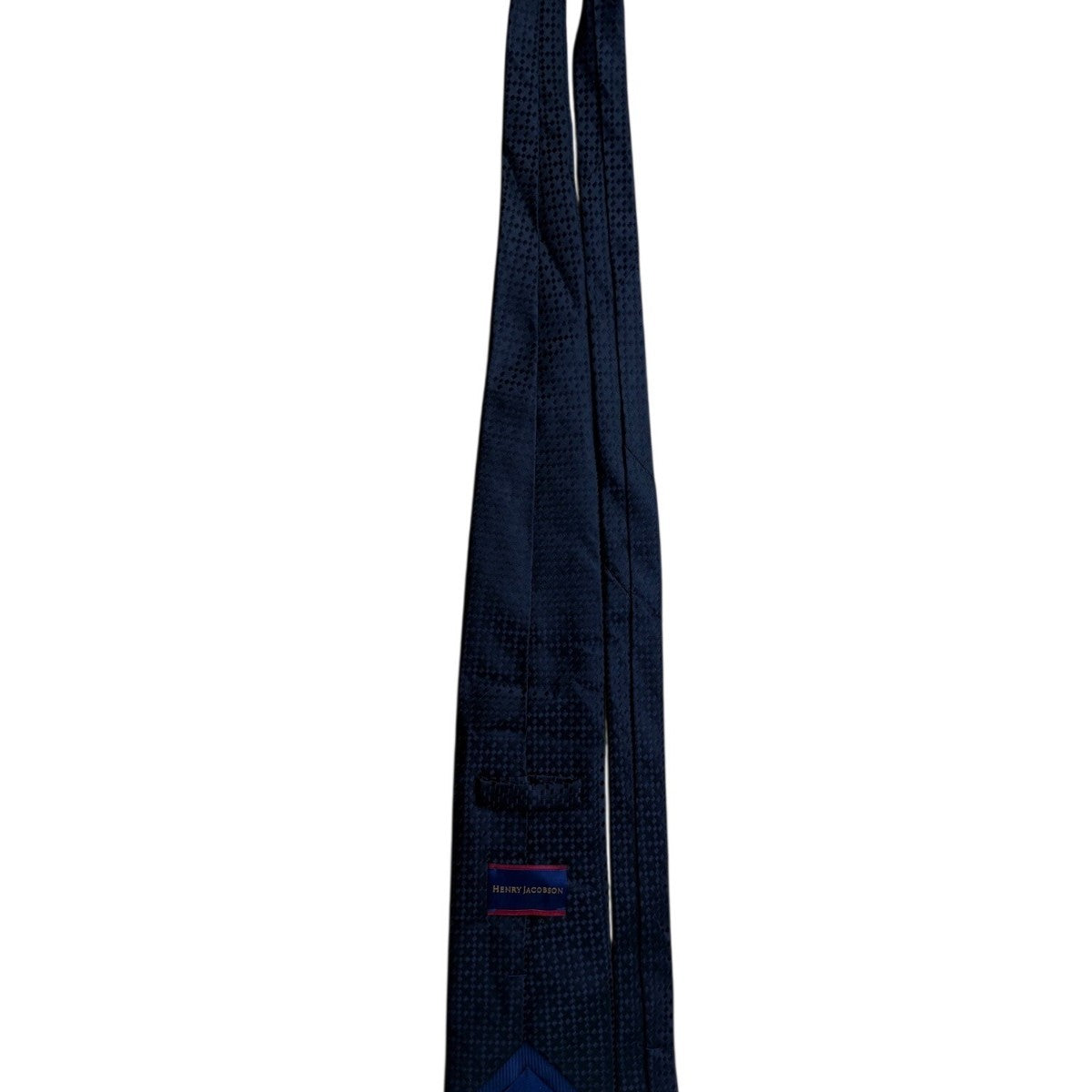 Henry Jacobson Mens Black 100% Silk Checkered Pattern Tie Elegant Neckwear