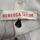 Rebecca Taylor Gray & Cream Silk Sleeveless Crochet Detail Flowy Dress Sz 2