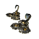 Gold-Tone Red Glass Brooch & Clip-On Earrings Set Victorian-Inspired Jewelry