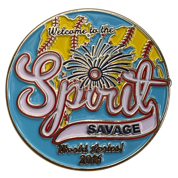 2016 Spirit Savage World Series Pin Baseball Fireworks Design Blue & Yellow