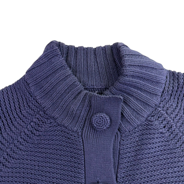 Chicos Womens Navy Cotton Button-Front Knit Cardigan Sweater Size 2