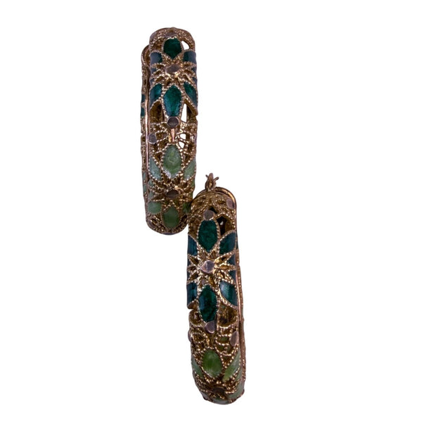 Fioria Womens Gold Tone Enamel Hoop Earrings 925 Silver