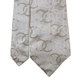 Mens Beige 100% Silk Tie Geometric Pattern Made In Italy