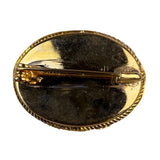 Italian Micro Mosaic Gold Tone Brooch Floral Design Oval Shape Various Metal