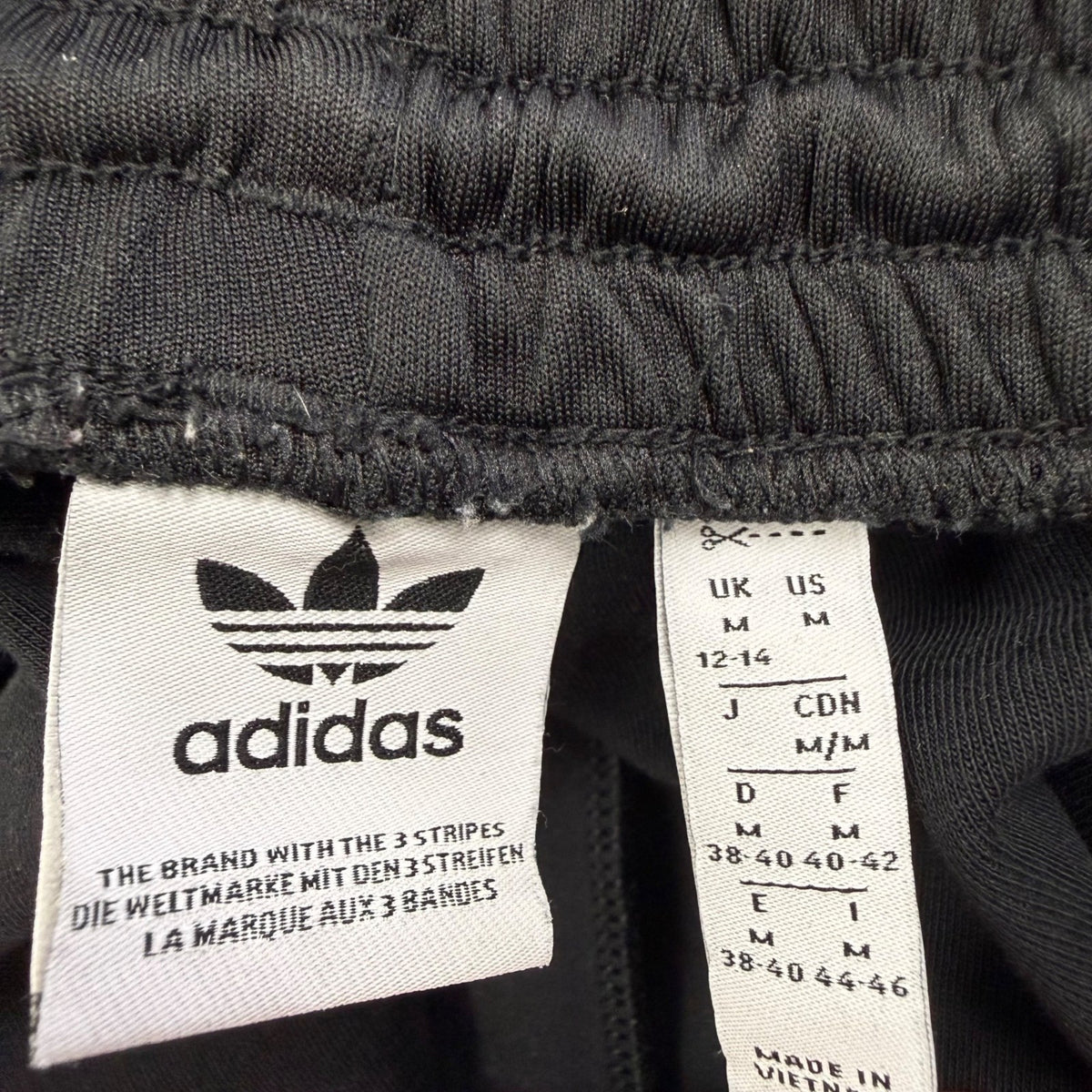 Adidas Mens Black Track Pants White Striped Casual Elastic Waist Zippered Sz M