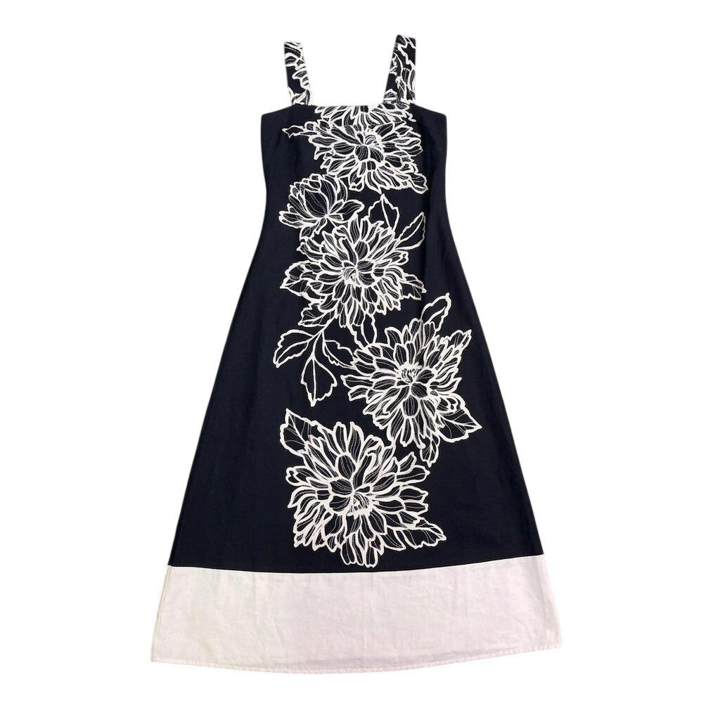Vince Camuto Womens Black White Rayon Floral Sleeveless Maxi Dress Size M
