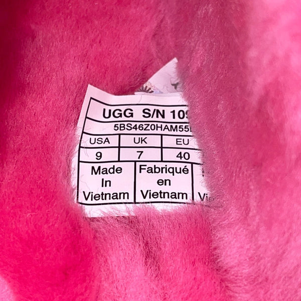UGG Women’s Pink Fluffy Lamb Fur Strap Open-Toe Yeah Slide Sandals Size 9