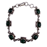 Vintage Sterling Silver Green Malachite Womens Bracelet Stylish Chain Design