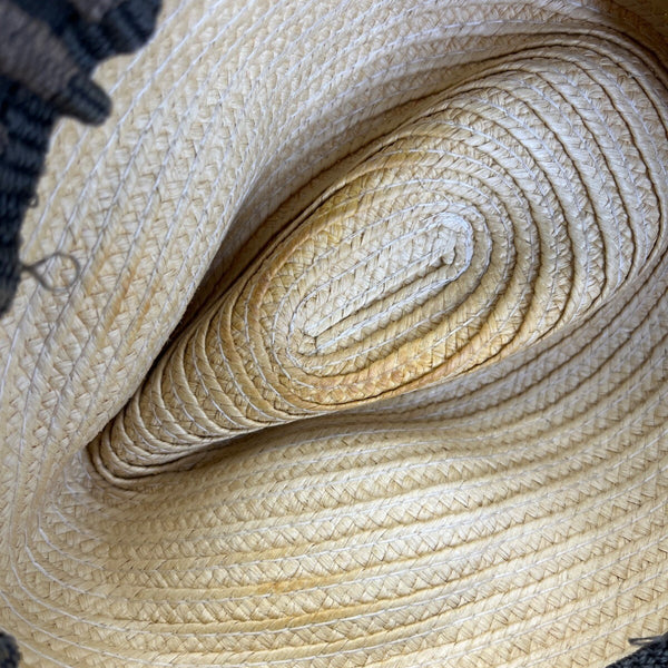 Mens Dorfman Pacific Co. Straw Fedora Hat With Black & Beige Striped Band