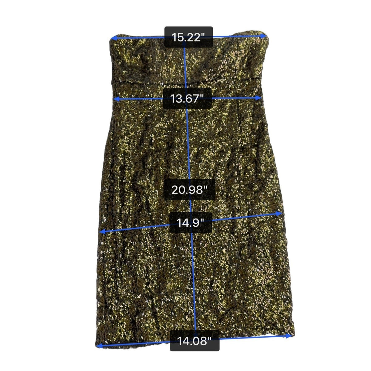 Alice + Olivia Womens Gold Polyester Strapless Glitter Sequin Cocktail Dress 8