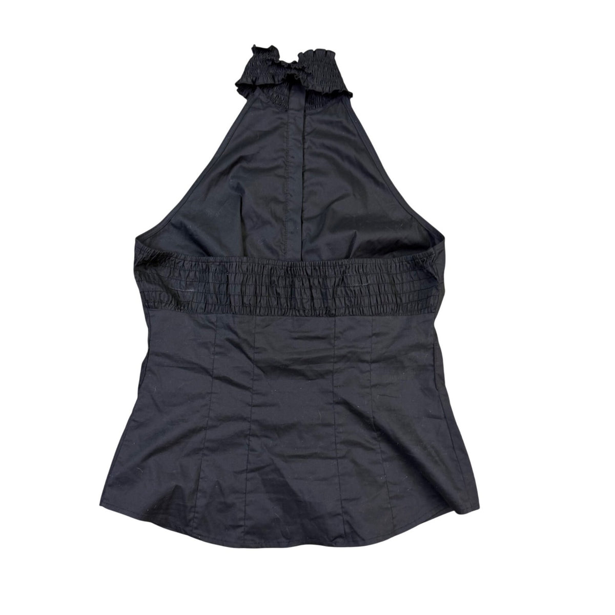 Bebe Womens Black Button-Down Sleeveless Ruffle Blouse Size S