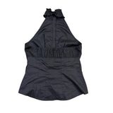 Bebe Womens Black Button-Down Sleeveless Ruffle Blouse Size S