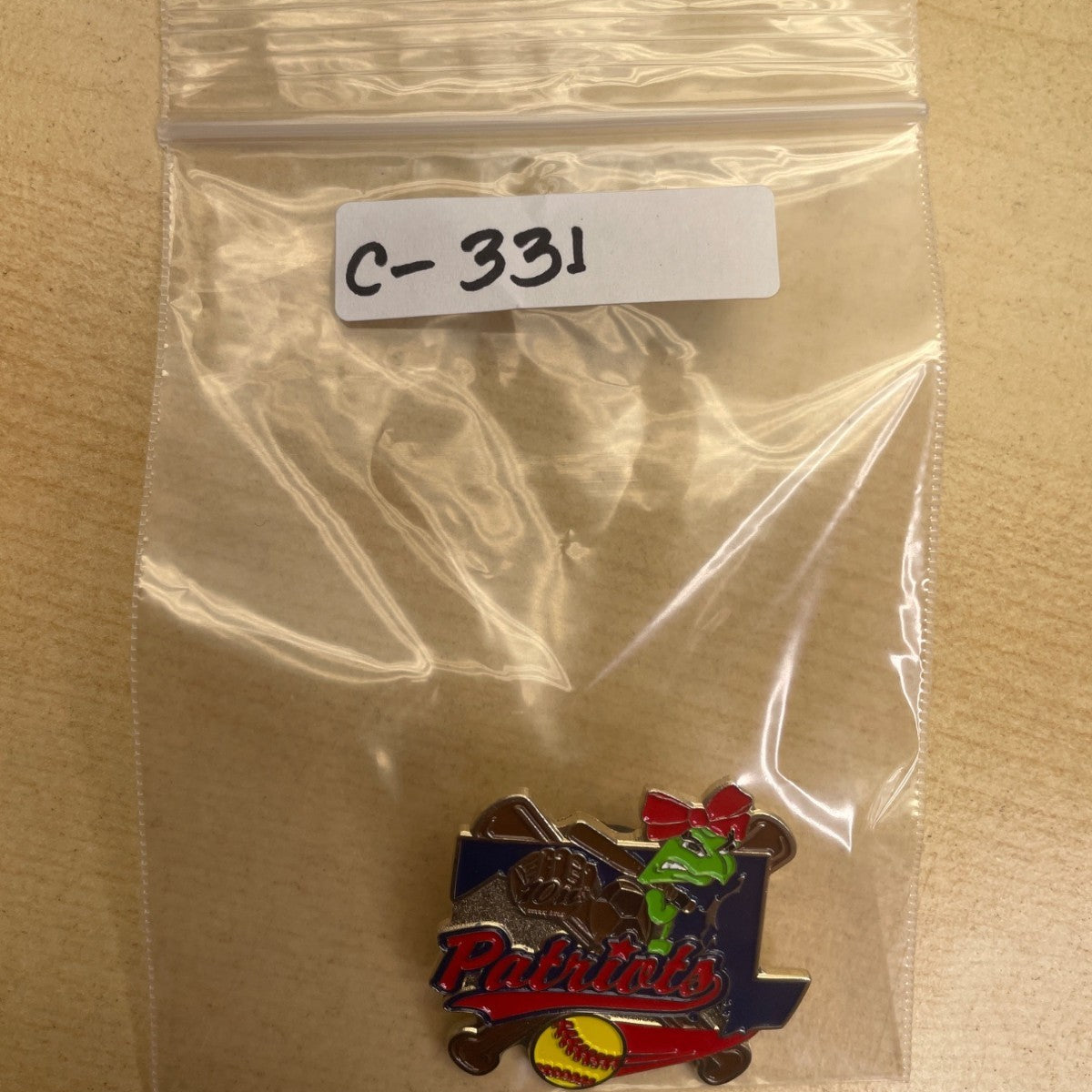 10th Anniversary Patriots Softball Pin With Louisiana State Design & Frog Mascot