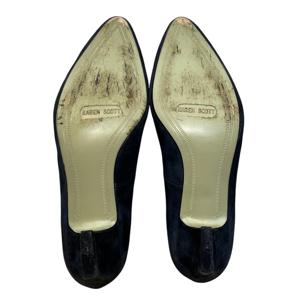 Karen Scott Women’s Navy Leather Block Ellen I Heel Pumps Size 9C