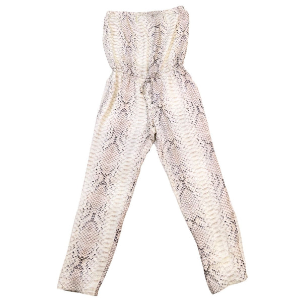 Haute Hippie Womens Beige & Black Snake Print  Jumpsuit Size M
