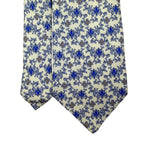 Smithsonian Institution Mens Cream & Blue 100% Silk Floral Pattern Neck Tie