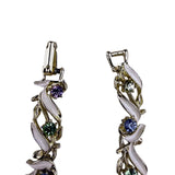 Gold Tone Womens Multi-Color Rhinestone Enamel Leaf Design Bracelet 