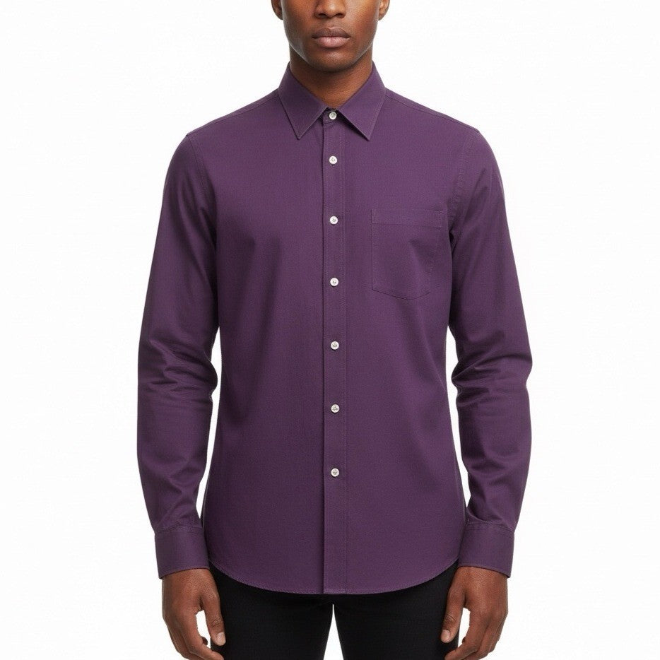 Michael Kors Mens Purple Cotton Button-Up Long Sleeve Shirt Regular Fit Sz 15.5