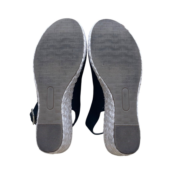 Croft & Barrow Women’s Black Wedge Espadrille Tecomfort Slingback Sandals Size 7