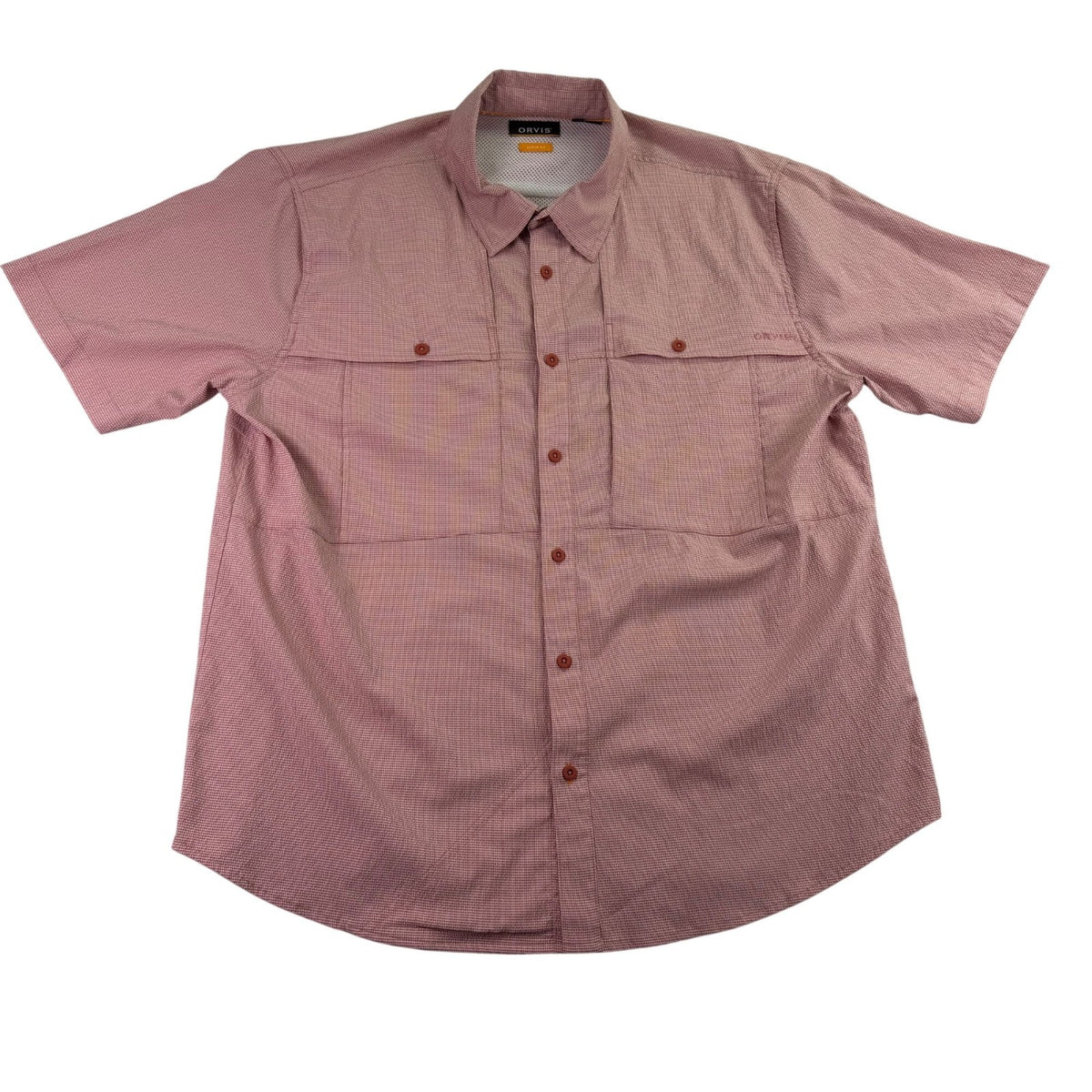 Orvis Mens Red Short Sleeve Button-Up Performance Shirt Size XL