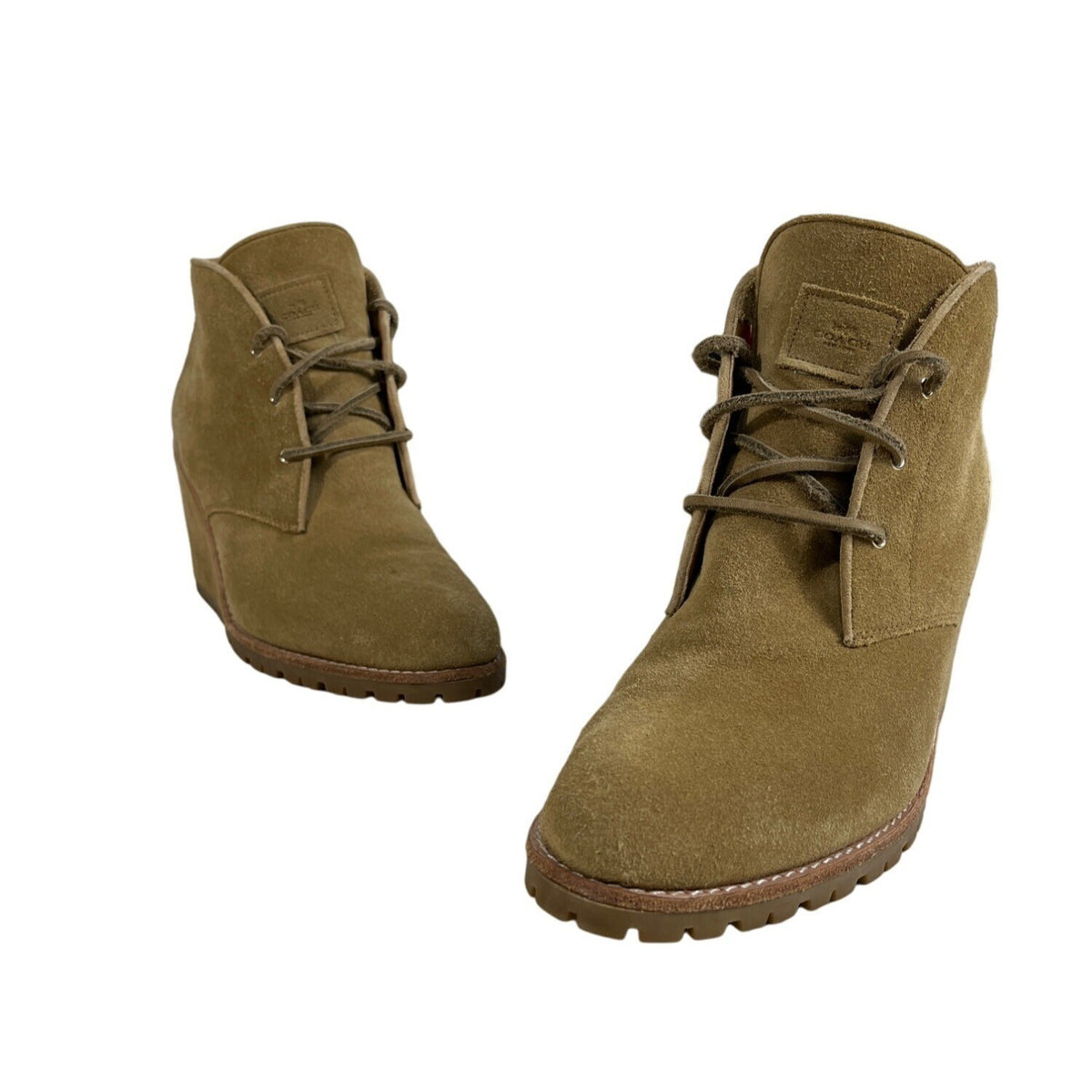 Coach Women’s Dark Beige Suede Karson Ankle Booties Sz 10