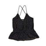 Express Womens Black Nylon & Polyester Sparkle Strappy Peplum Tank Top XS