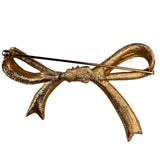 Marvella Ladies Gold Tone Faux Pearl Ribbon Bow Brooch Vintage Jewelry Pin
