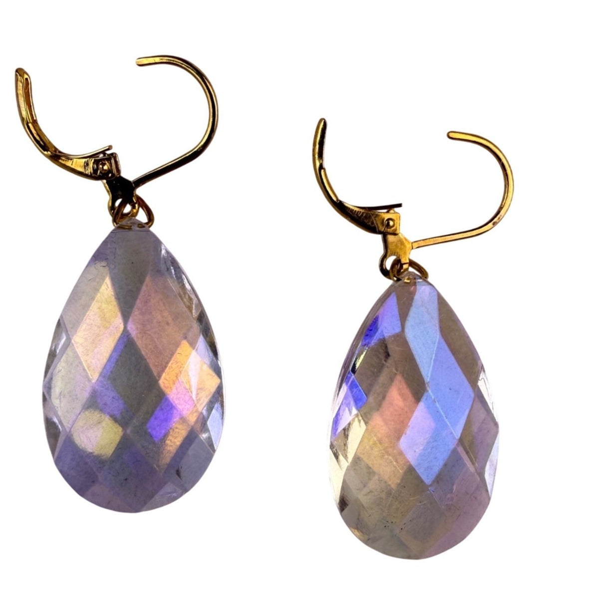 Joan Rivers Womens Gold Tone Iridescent Crystal Faceted Dangle Earrings