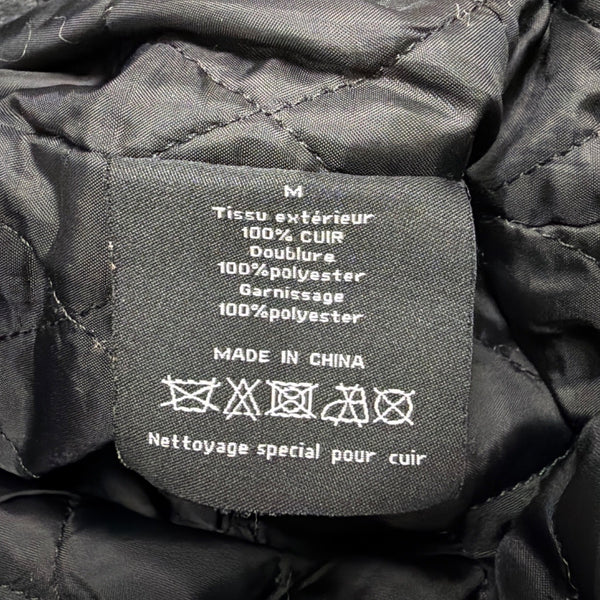 T-Traxx Mens Black Leather Jacket Zip-Up Quilted Lining Motorcycle Style Sz M
