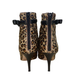 Kate Spade Women’s Leopard Calf Hair With Black Bow Accents Ankle Boots Size 8
