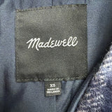 Madewell Womens Navy Wool Blend Plaid Double-Breasted Coat Size XS