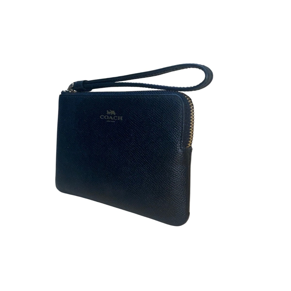 Coach Women’s Black Leather Wristlet Zipper Closure Compact Interior Pocket