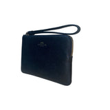 Coach Women’s Black Leather Wristlet Zipper Closure Compact Interior Pocket