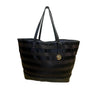 Tommy Hilfiger Women’s Black Striped Nylon & Leather Everyday Tote Bag