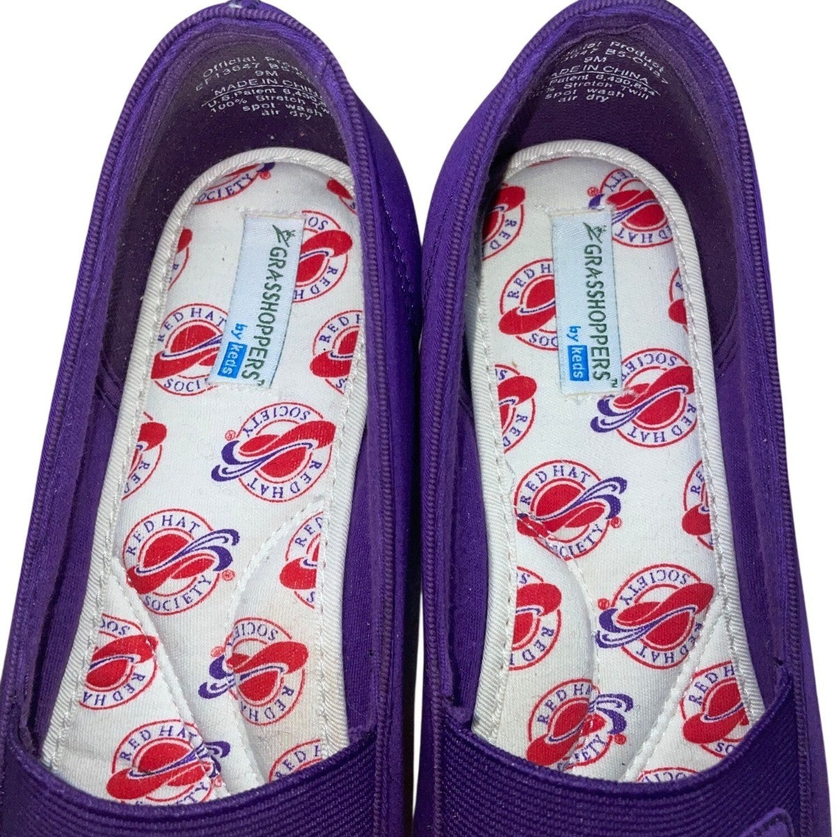 Grasshoppers By Keds Purple Red Hat Society Slip-On Wedge Shoes Size 9M