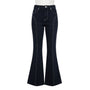 PacSun Womens Black Denim Flared Jeans Frayed Hem High Waist Contrast Stitching