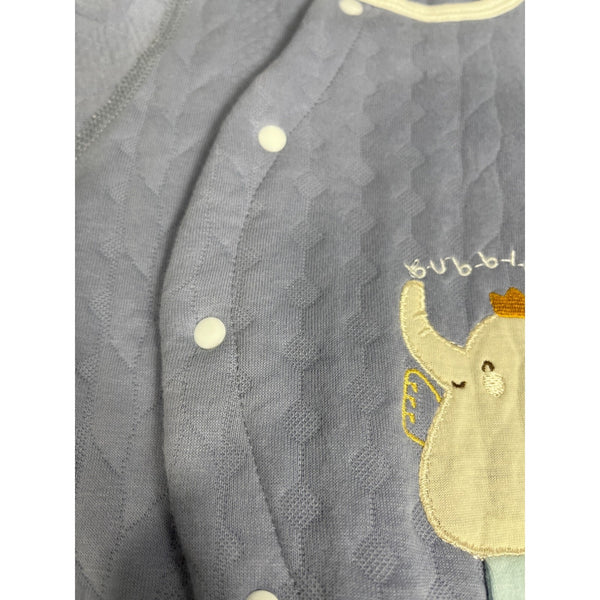 Chamie Toddler Boy's Blue White and Green Toddler Jumpsuit Set Sz 0M