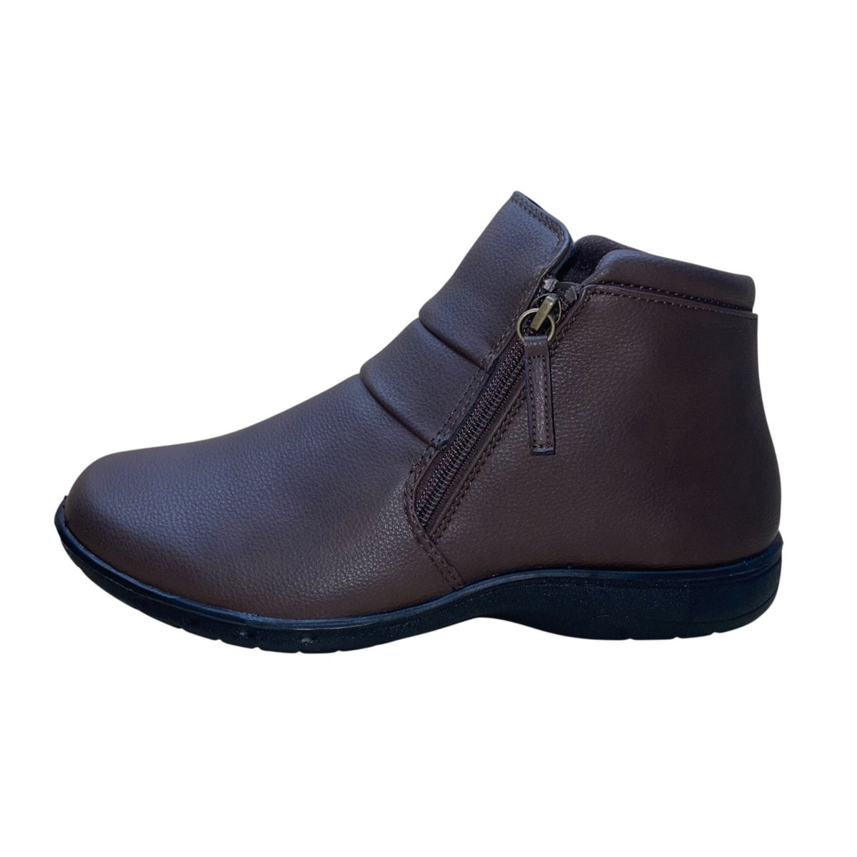 Easy Street Women’s Brown Vegan Pebbled Side Zipper Zozo Ankle Boots Size 9.5W