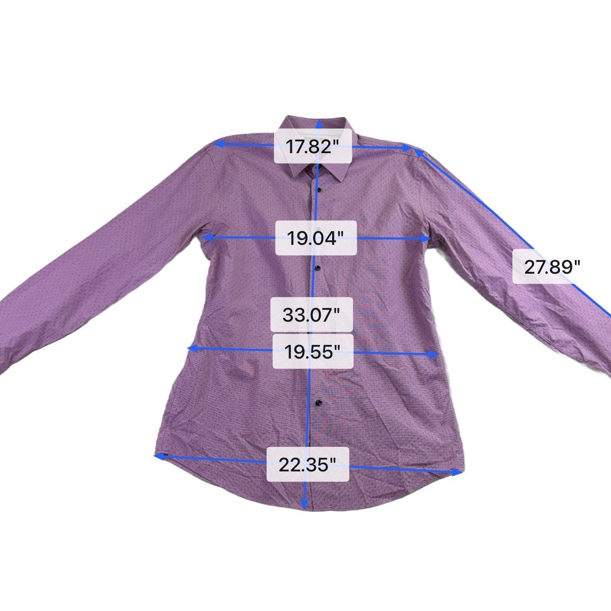 Hugo Boss Mens Purple Cotton Slim Fit Button-Up Long Sleeve Shirt Size 17 43