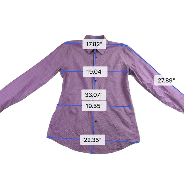 Hugo Boss Mens Purple Cotton Slim Fit Button-Up Long Sleeve Shirt Size 17 43