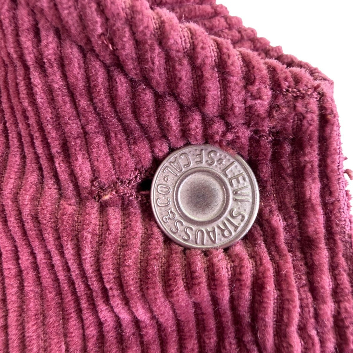 Levis Womens Burgundy Cotton Corduroy Button-Front Overall Midi Dress Size M