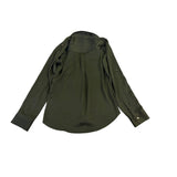 Express Womens Olive Green Portofino Slim-Fit Button-Up Blouse Long Sleeve Sz S
