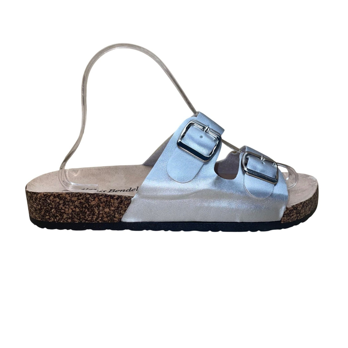 Alexis Bendel Women’s Silver Double-Buckle Cork Sole Kylie Slip-On Sandal Size 9