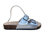 Alexis Bendel Women’s Silver Double-Buckle Cork Sole Kylie Slip-On Sandal Size 9