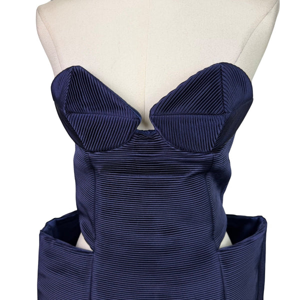 Hannah Marshall  Navy Silk Strapless Mini Bustier Dress Elegant & Fitted Sz 6