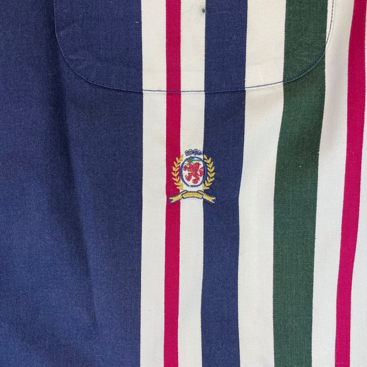 Tommy Hilfiger Mens Navy Multi-Color Striped Long Sleeve Shirt Size L
