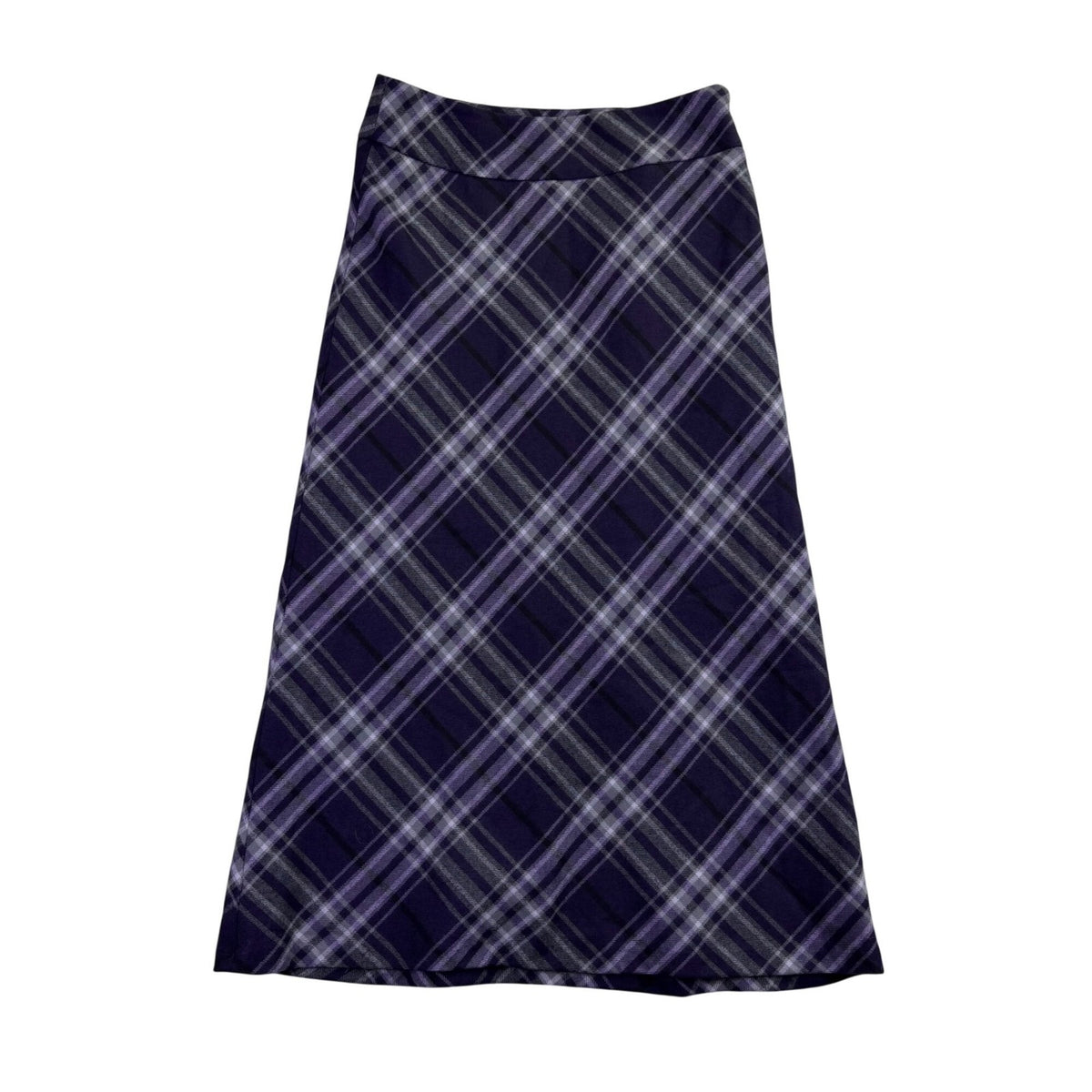 Talbots Womens Purple Plaid Wool-Blend Lined A-Line Midi Skirt Size 2P