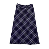 Talbots Womens Purple Plaid Wool-Blend Lined A-Line Midi Skirt Size 2P