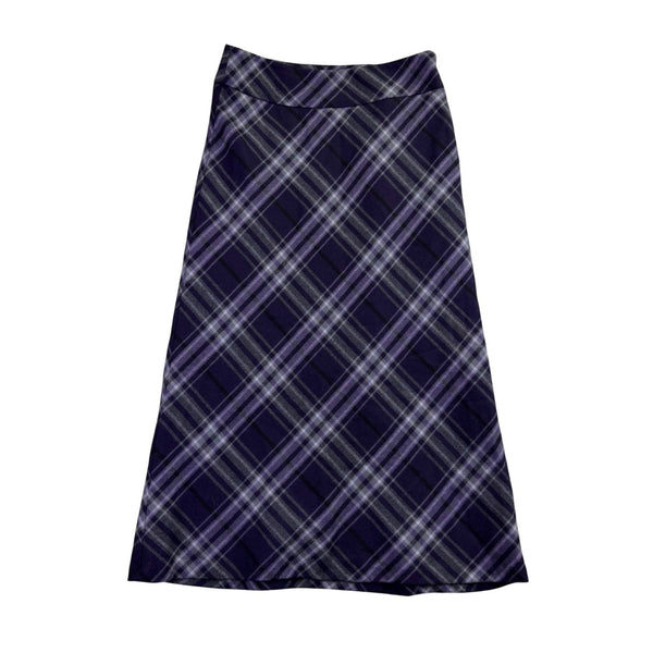 Talbots Womens Purple Plaid Wool-Blend Lined A-Line Midi Skirt Size 2P