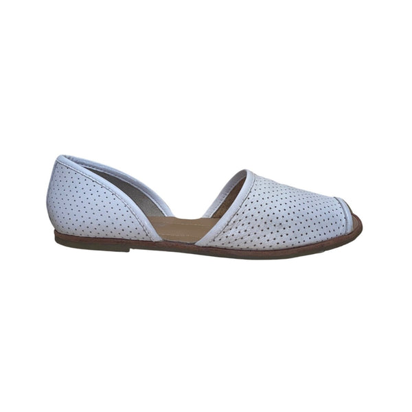 Franco Sarto Women’s White Perforated Leather Open-Toe DOrsay Flats Size 7M